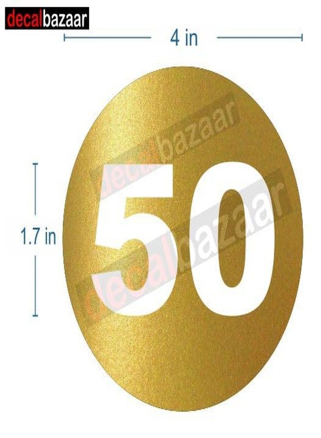 decalbazaar Round Number 1-50 Sticker, Glossy Vinyl, 4 Inches, Golden (Code 23.88) - Image 2